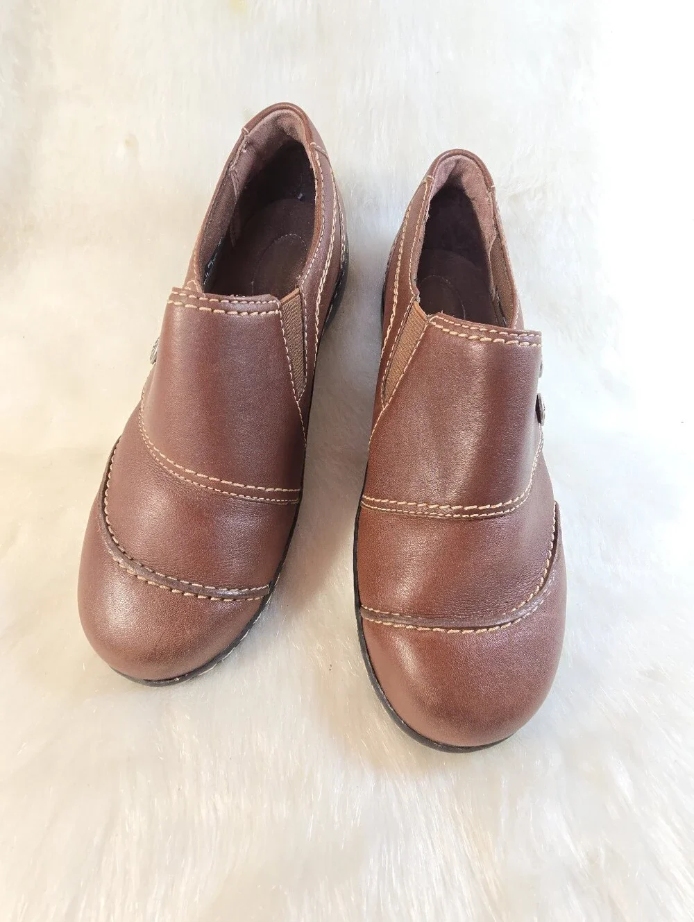 Clark's Ashland Alpine Brown Slip-on Leather Loafers - Women's